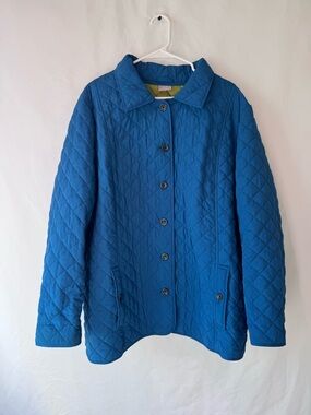J. Jill Quilted Blue Button Down Coat